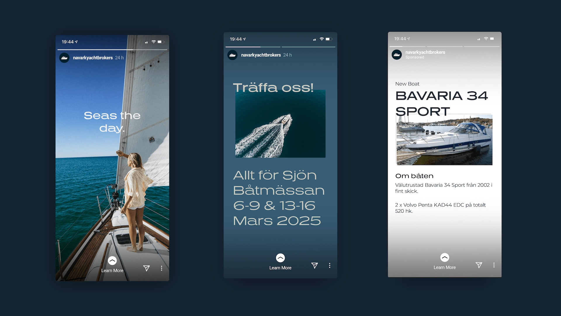 HDLs merkevarebygging og webcase for Navark Yachtbrokers
